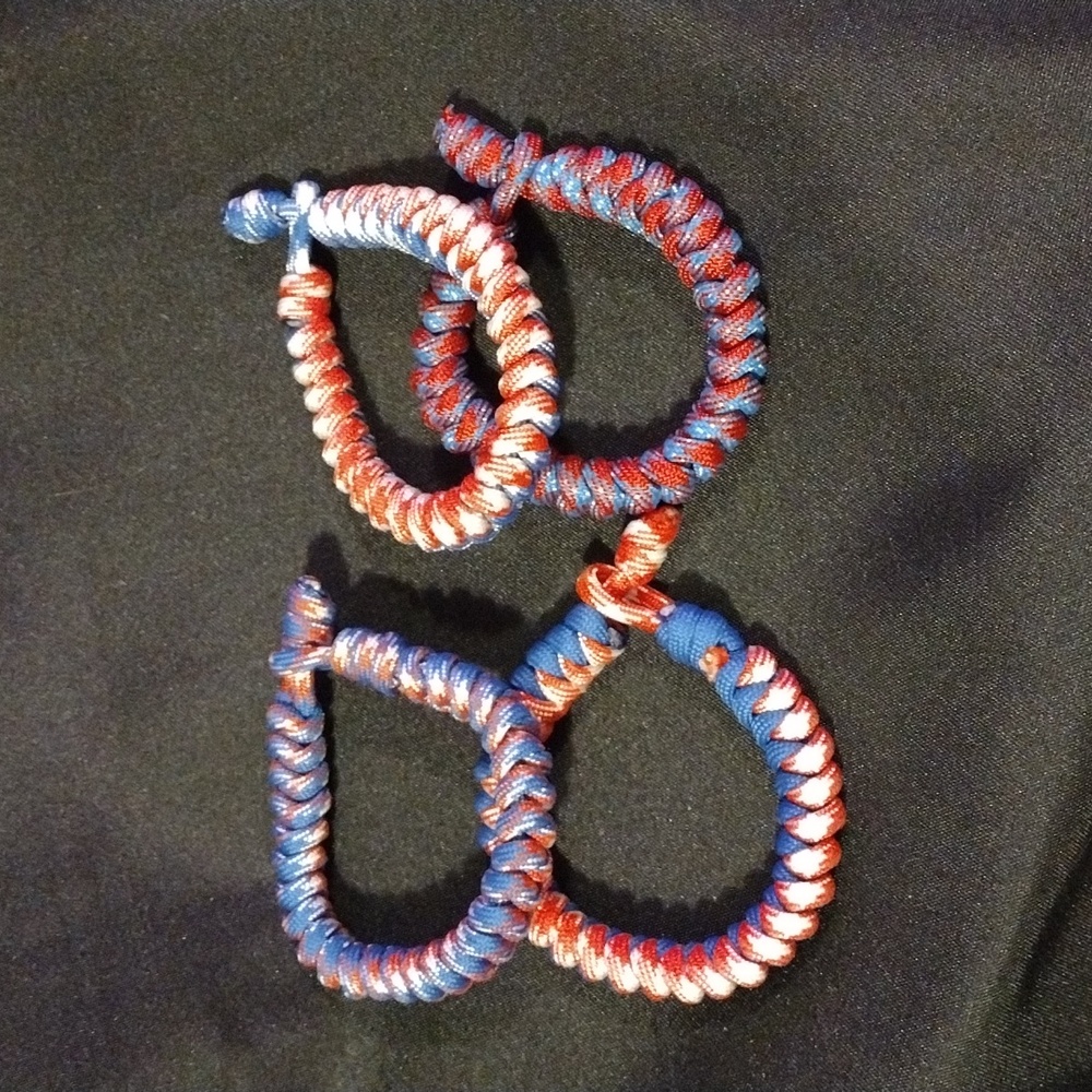Set of 4 Red white and blue Paracord bracelets